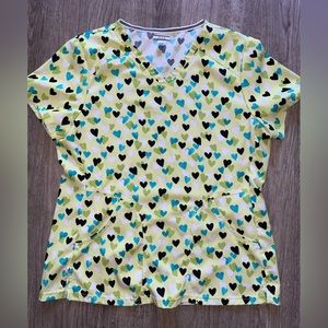 Green Heart Scrub Top